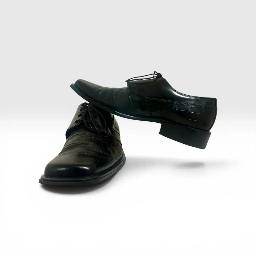 Marco Vicci Magnum Black Croc Embossed Leather Oxfords Mens 12M